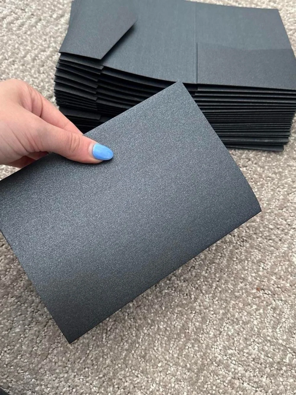 Black Shimmer Party Invitation Folders - Premium Folded Cards